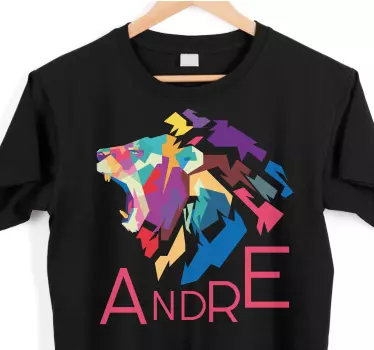 Geometriske-dyr flot løve T-shirts med navn - TenStickers