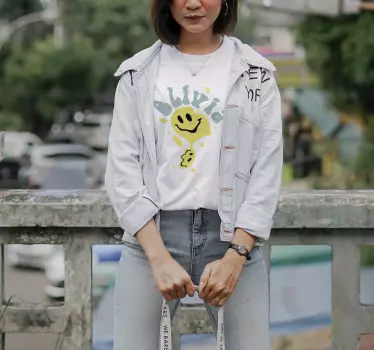 Glad gul smiley personlig t-shirt - TenStickers