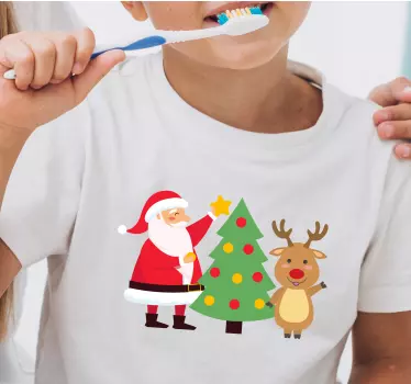 Glad julemand og rensdyr-jule-t-shirts - TenStickers
