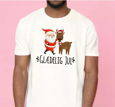 Glædelig jul fra julemanden og rensdyr-jule-t-shirts - TenStickers