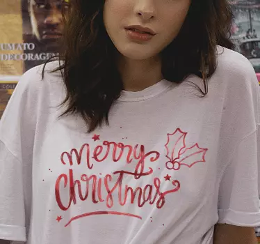 Glædelig jul i rød jul t-shirt - TenStickers