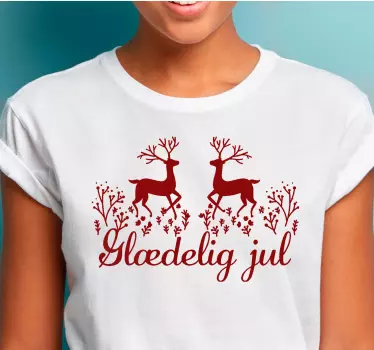 Glædelig jul røde rensdyr design jule t-shirts - TenStickers