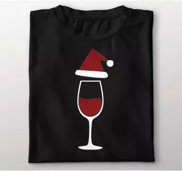 Glitter vinglas med hat jule t-shirts - TenStickers