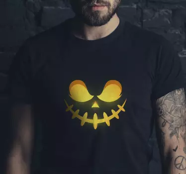 Glødende græskar ansigt halloween t-shirt - TenStickers