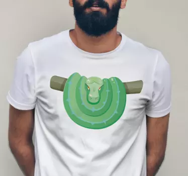 Grøn boa slange på en træ t-shirt - TenStickers