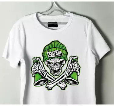 Grøn kraniet briller graffiti t-shirt - TenStickers