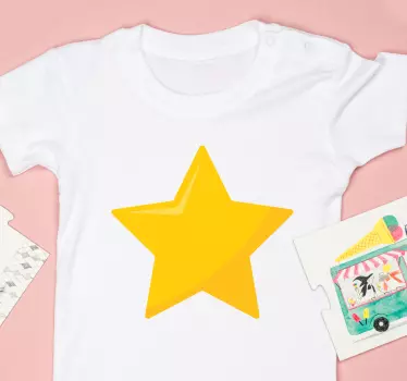 Gul klassisk stjerne børneskjorte - TenStickers