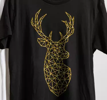 Guld geometriske rensdyr jul tee shirts - TenStickers