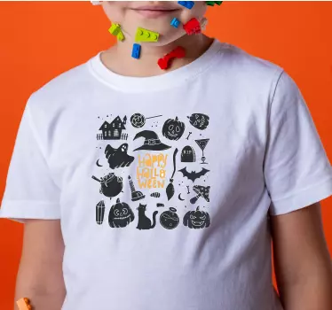 Happy halloween sort doodles t-shirt - TenStickers