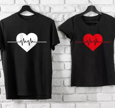 Heartbeat moderne motiv matchende skjorter til par - TenStickers