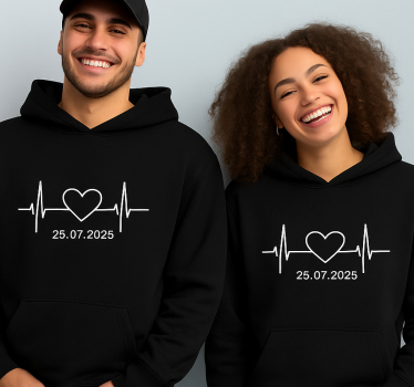 Hjerteslag med brugerdefineret navn hoodie - TenStickers