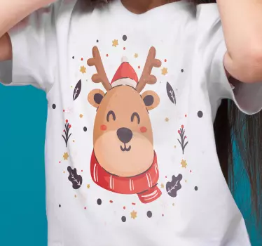 Hoodie med glad rensdyransigt - TenStickers