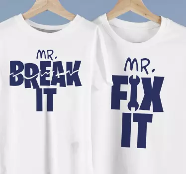 Hr. Ordne det, hr. Break it far og søn matchende skjorter - TenStickers