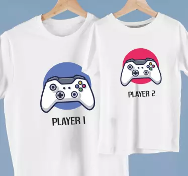 Player 1 & 2 far og søn matchende tøj t shirt - TenStickers