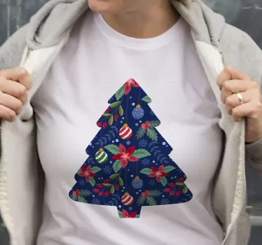 Jule t shirt med festligt juletræ - TenStickers