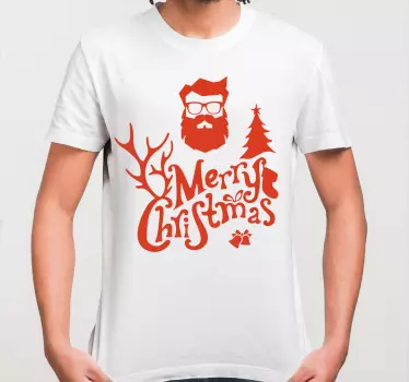 Jule t shirt med glad festlig skægdesign - TenStickers
