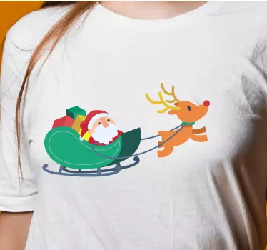 Julemanden på sin slæde med rensdyr-jule-t-shirts - TenStickers