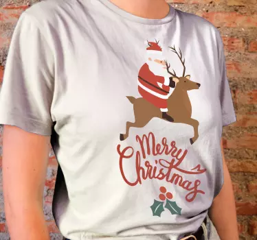 Julemanden rider på rensdyr jule t shirt - TenStickers