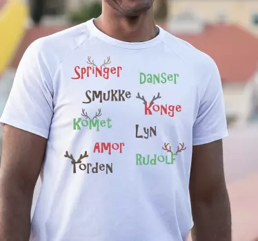 Julemandens rensdyr navn jule t-shirts - TenStickers