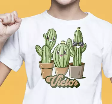 Kaktus familie t-shirt til børn - TenStickers
