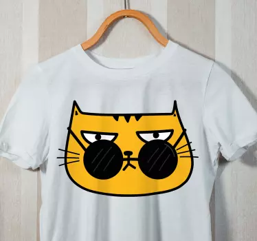 Kat med solbriller cool stil t-shirt - TenStickers