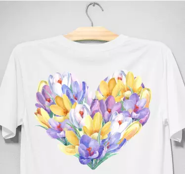 Krokus blomst hjerte design t-shirt - TenStickers