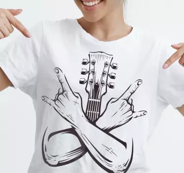 Krydsede hænder tegn rock t-shirt - TenStickers