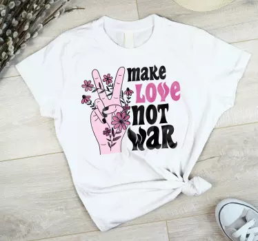 Lav kærlighedscitat i fredstegn t-shirt - TenStickers