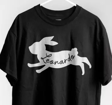 Løbende kanin med navn original t-shirt - TenStickers