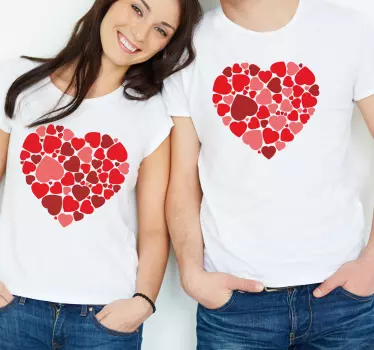 Pink og rødt hjerteformet mønster t-shirts - TenStickers