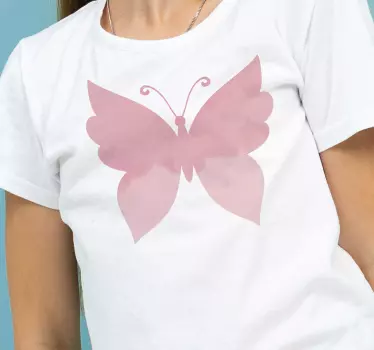 Lyserøde sommerfugle damet-shirt - TenStickers