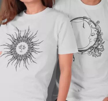 Måne og sol matchende skjorter til par - TenStickers