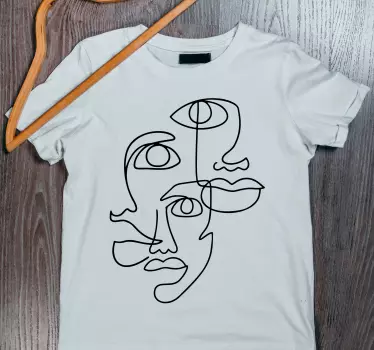 Minimalistisk ansigtsdesign t-shirt - TenStickers