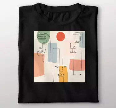 Minimalistisk t-shirt til vægkunst med ansigter - TenStickers