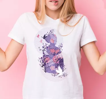 Mor og datter t-shirt blomster silhuet charme - TenStickers