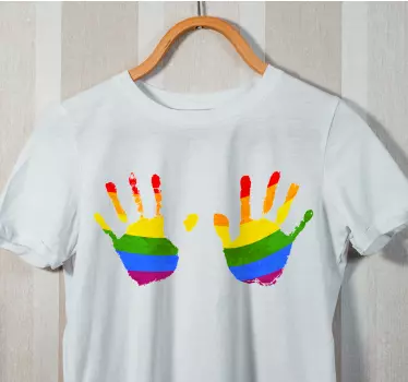 Mor og datter t-shirt farverige håndaftryk - TenStickers