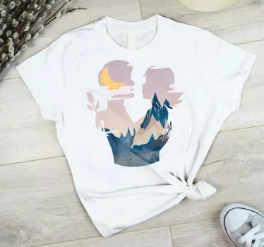 Mor og datter t-shirt forbindelse i silhuet - TenStickers