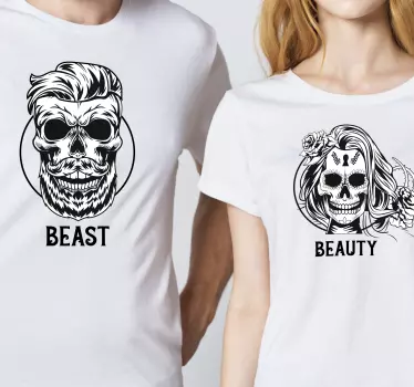 Mor og datter t-shirt skønhed og uhyre sæt - TenStickers
