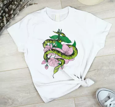 Mor og datter t-shirt slange med blomster - TenStickers