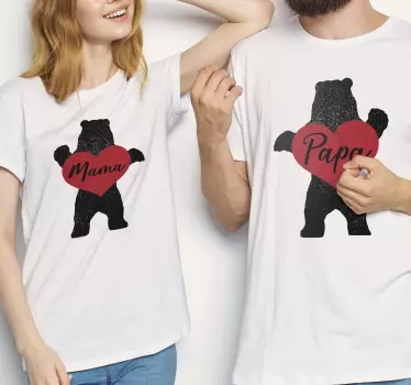 Mor og datter t-shirt sød bjørnekærlighed - TenStickers