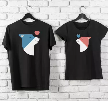 Mor og datter t-shirt sød rævefamilie - TenStickers