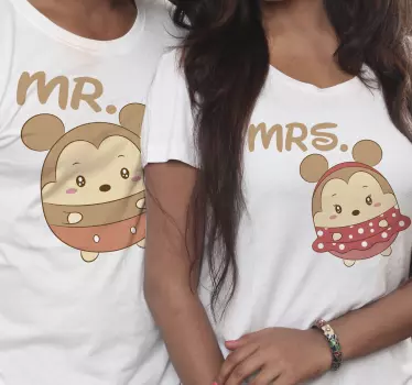 Mor og datter t-shirt søde par karakterer - TenStickers