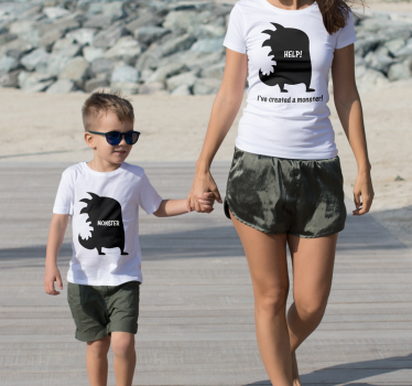 Hjælp jeg skabte et monster mor og datter t-shirt - TenStickers