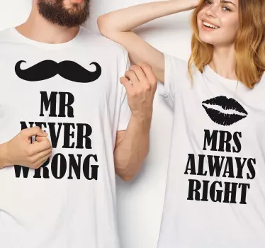 Mr og ms tekst matchende skjorter til par - TenStickers