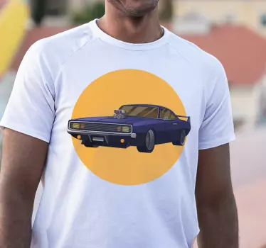 Muskel løb bil tegneserie t-shirt - TenStickers