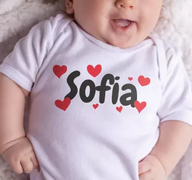 Navn med hjerter personlig t shirt - TenStickers