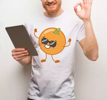 Orange tegneserie med solbrille t-shirt - TenStickers