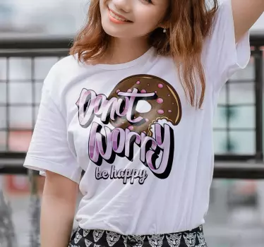 Original t-shirt bekymr dig ikke vær glad - TenStickers
