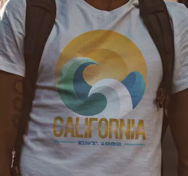 Original t-shirt california kystbølger - TenStickers
