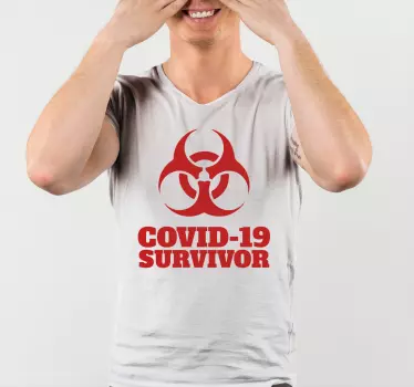 Original t-shirt covid-19 overlever udsagn - TenStickers